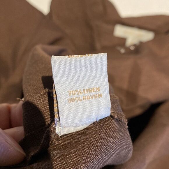 Linen short sleeves v neck Johnny collar with embellished front by Bogari XL - Picture 8 of 8